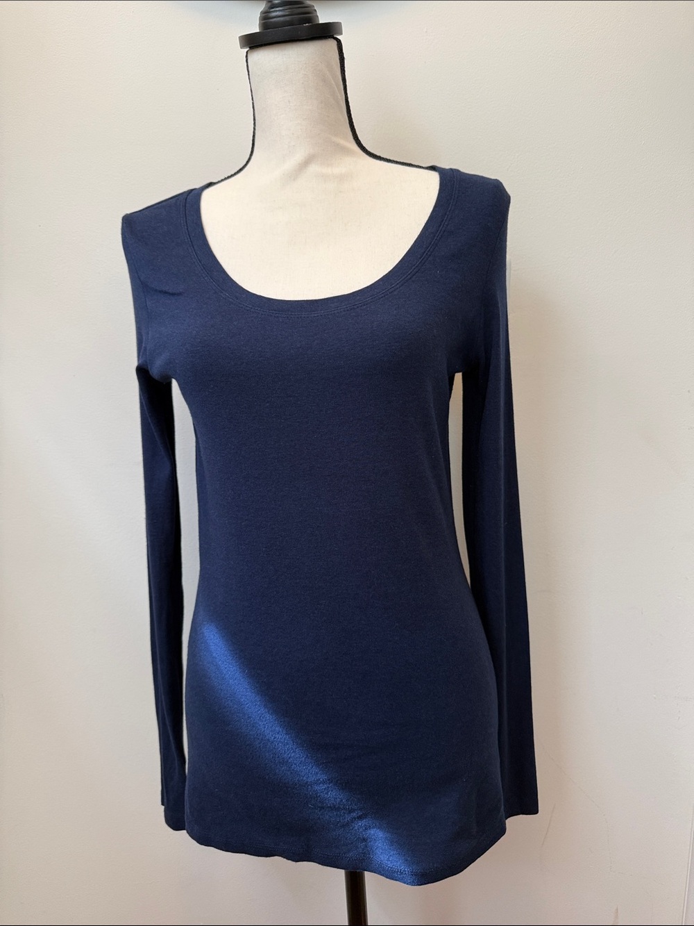 Cynthia Rowley Navy Scoop Neck Long Sleeve Top